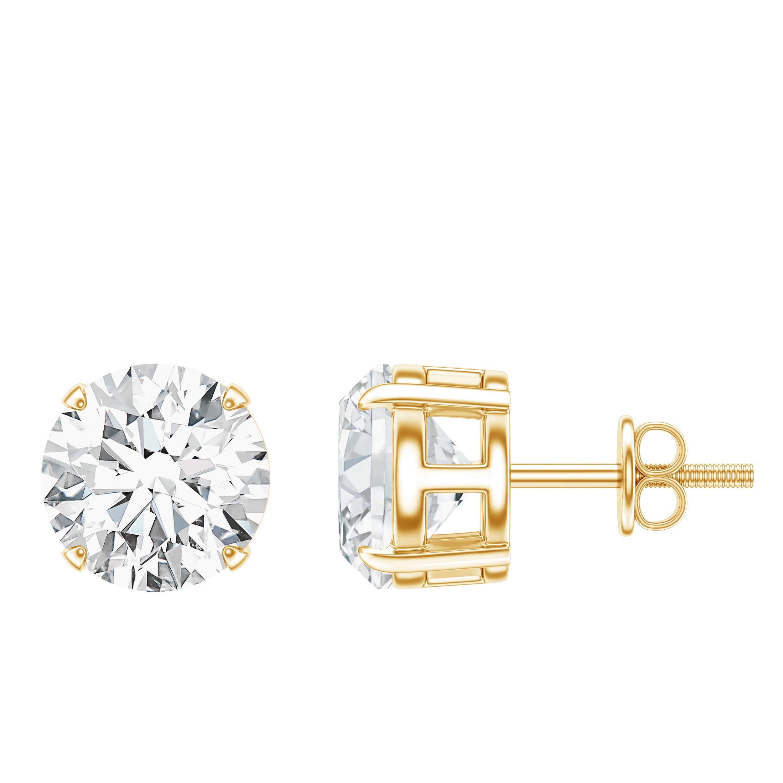 Lab Created Diamond Earrings – 4 Carat Solitaire Studs | Round Claw Set