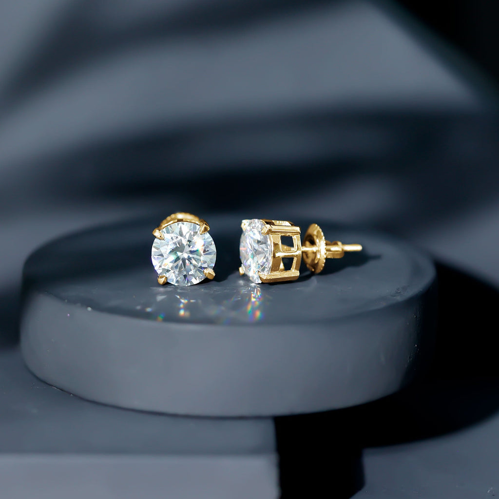 Lab Created Diamond Earrings – 4 Carat Solitaire Studs | Round Claw Set