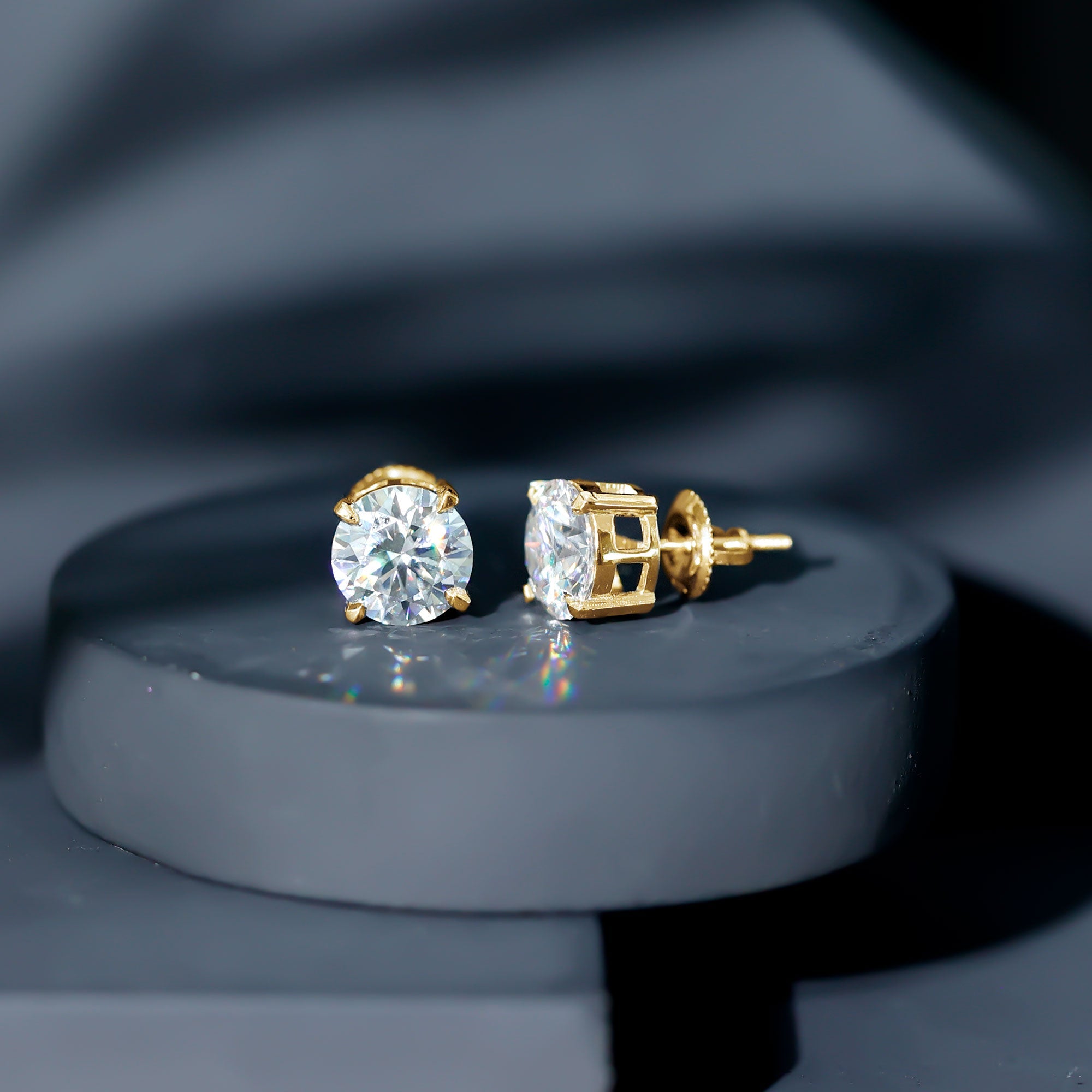 Lab Created Diamond Earrings – 4 Carat Solitaire Studs | Round Claw Set