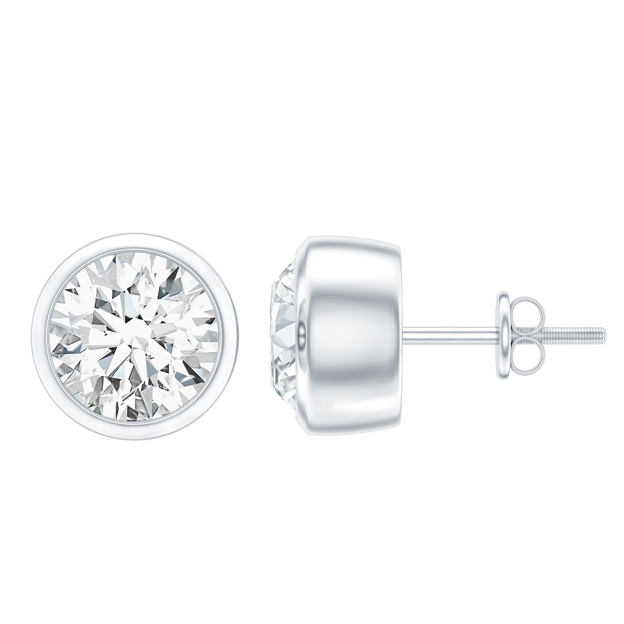 Bezel Set Diamond Earrings – Lab Grown Diamond Studs With Secure Bezel Setting