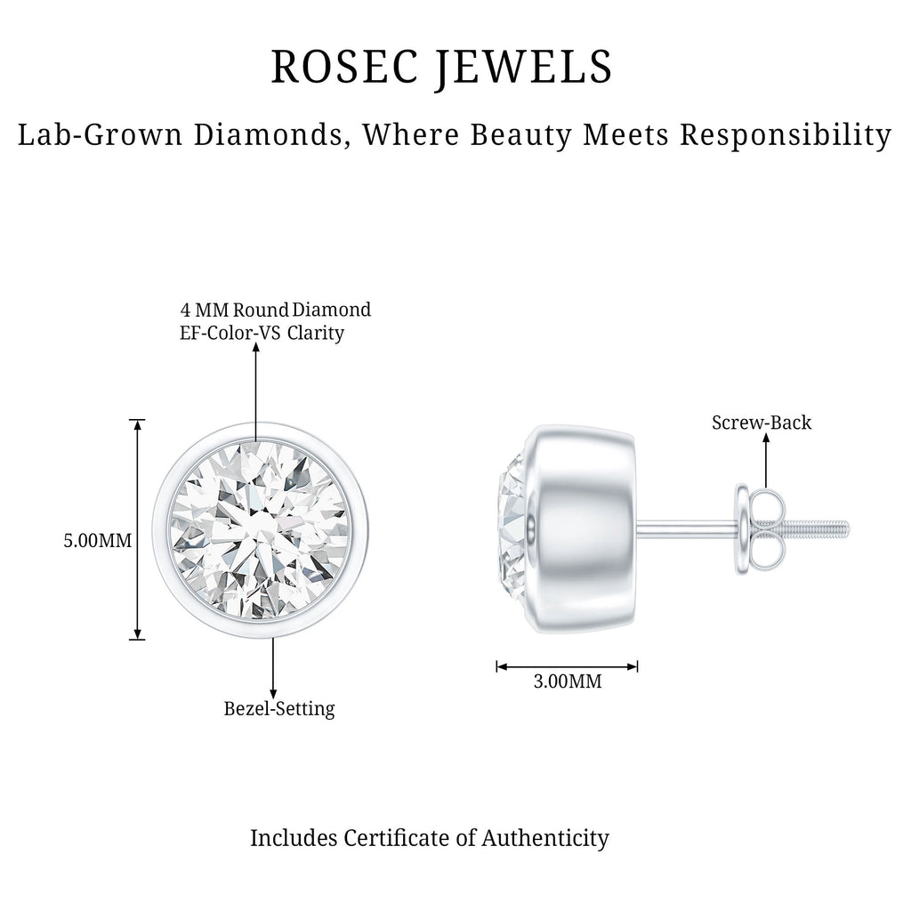 Bezel Set Diamond Earrings – Lab Grown Diamond Studs With Secure Bezel Setting