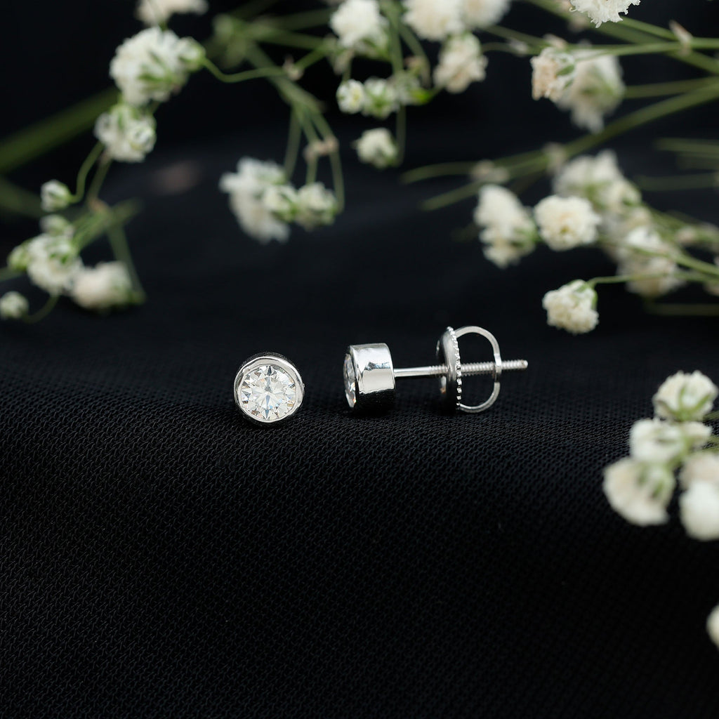 Bezel Set Diamond Earrings – Lab Grown Diamond Studs With Secure Bezel Setting