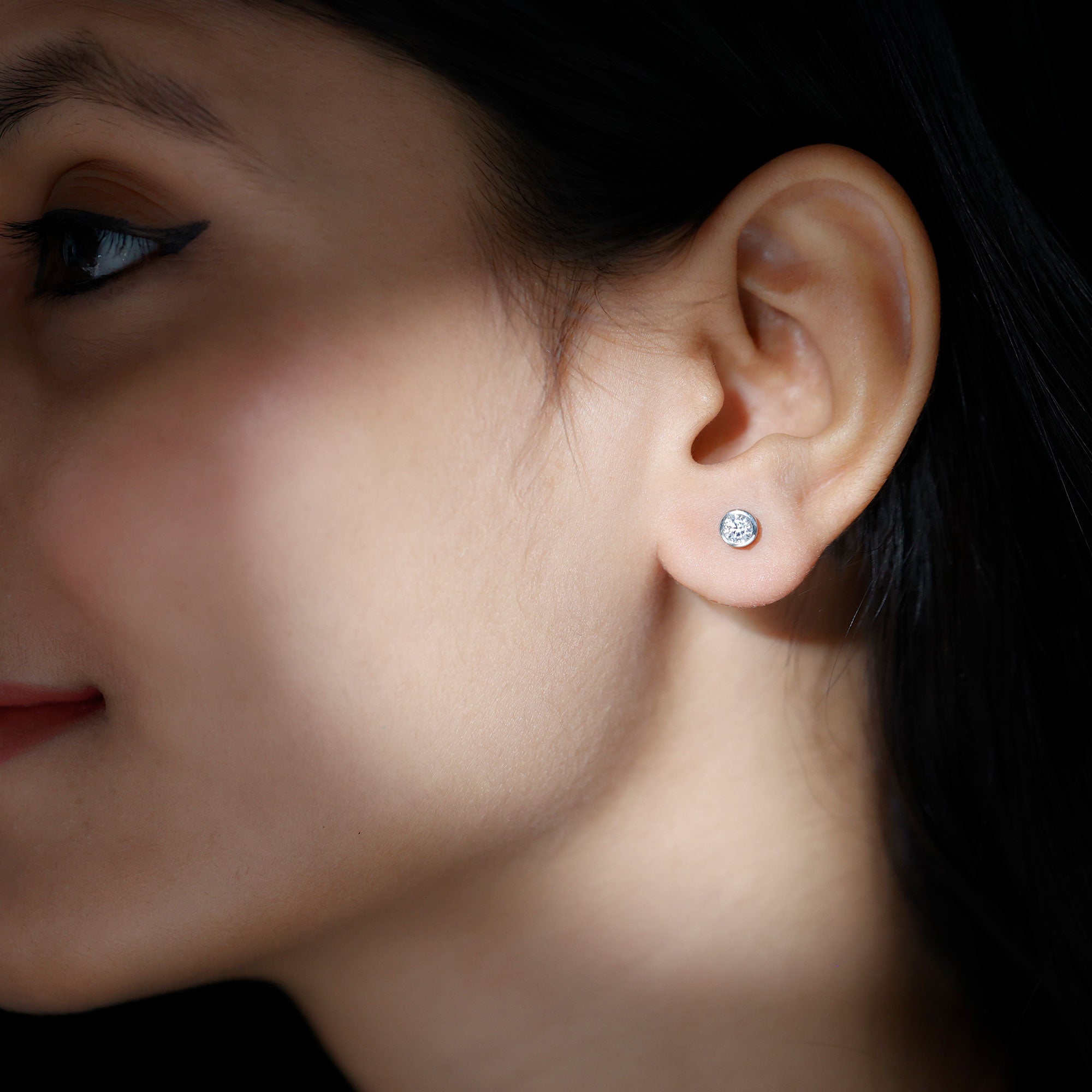 Bezel Set Diamond Earrings – Lab Grown Diamond Studs With Secure Bezel Setting