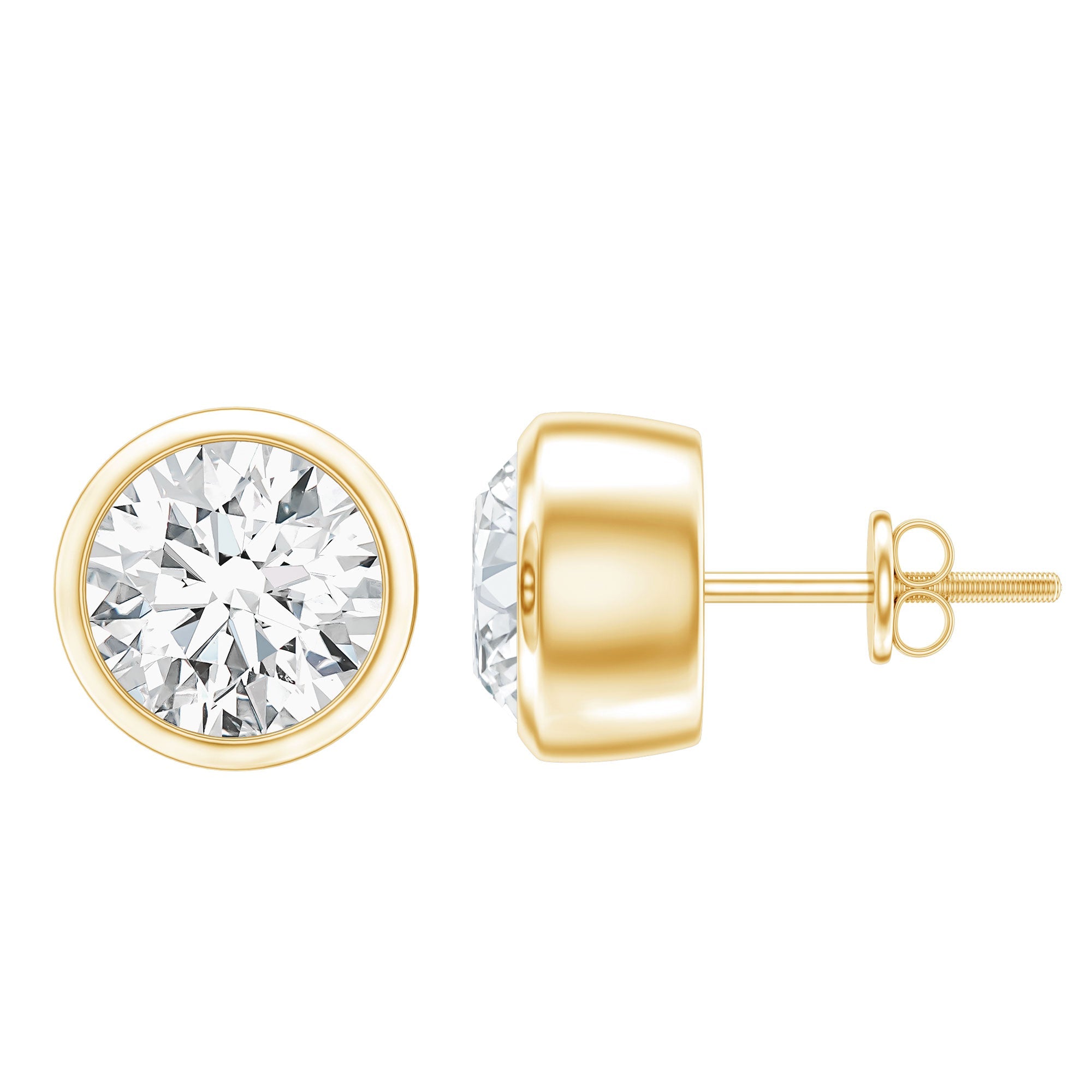 Bezel Set Diamond Earrings – Lab Grown Diamond Studs With Secure Bezel Setting