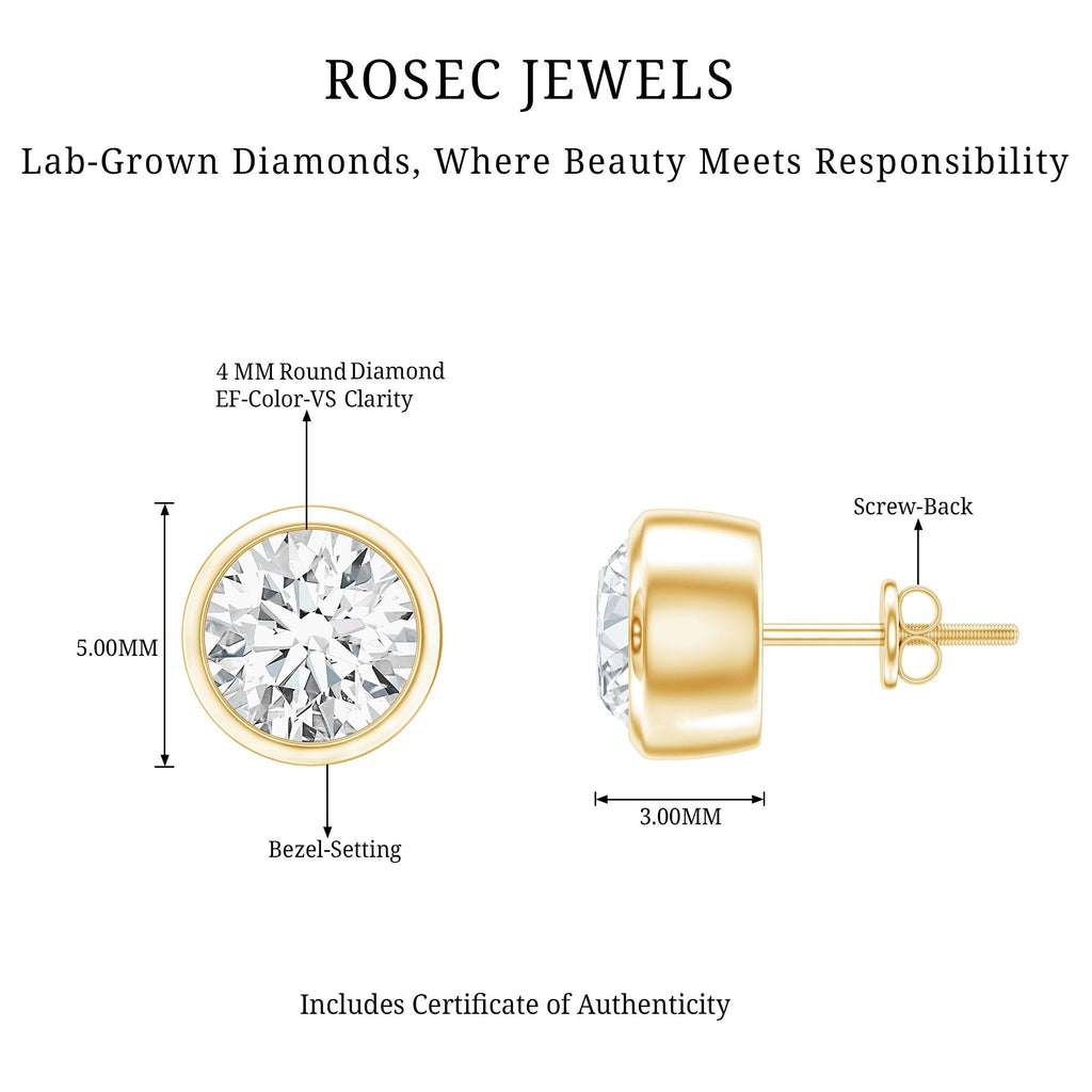 Bezel Set Diamond Earrings – Lab Grown Diamond Studs With Secure Bezel Setting