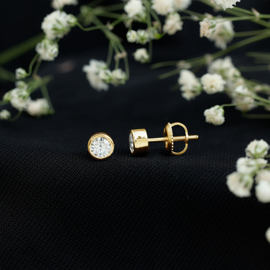 Bezel Set Diamond Earrings – Lab Grown Diamond Studs With Secure Bezel Setting