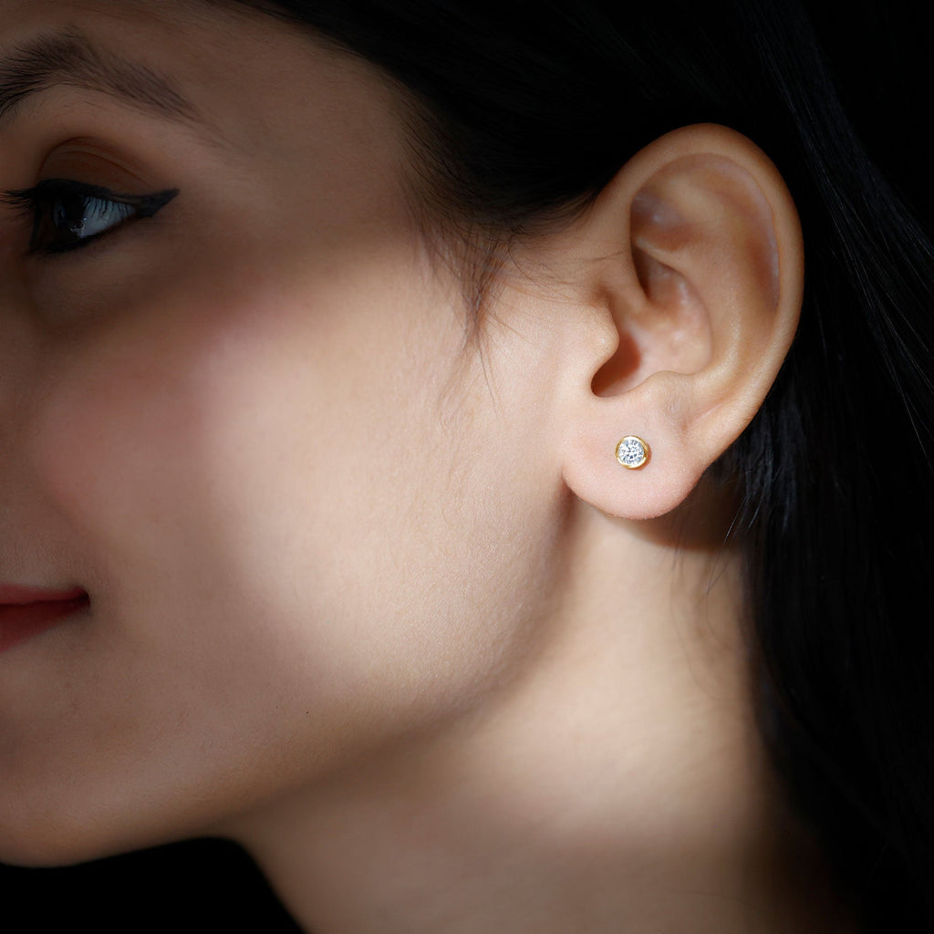 Bezel Set Diamond Earrings – Lab Grown Diamond Studs With Secure Bezel Setting