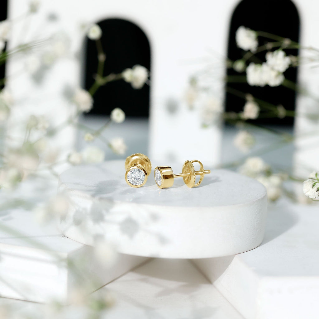 Bezel Set Diamond Earrings – Lab Grown Diamond Studs With Secure Bezel Setting