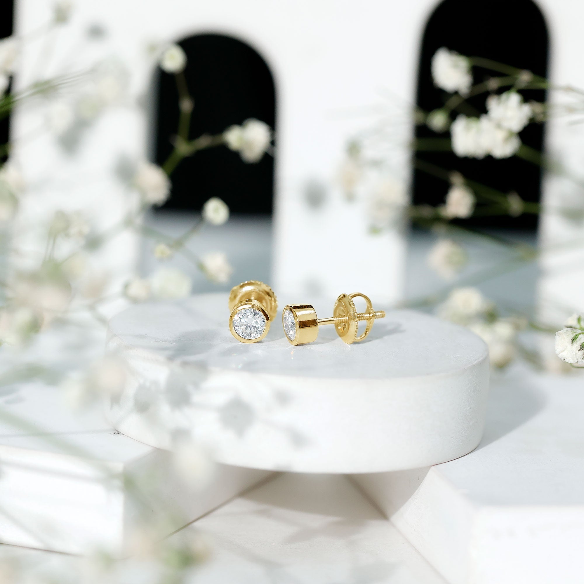 Bezel Set Diamond Earrings – Lab Grown Diamond Studs With Secure Bezel Setting