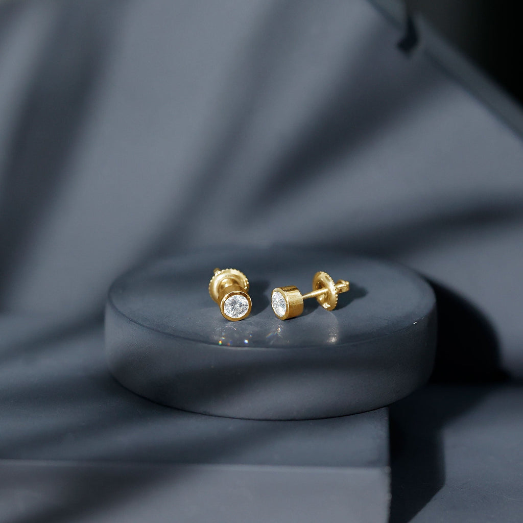 Bezel Set Diamond Earrings – Lab Grown Diamond Studs With Secure Bezel Setting