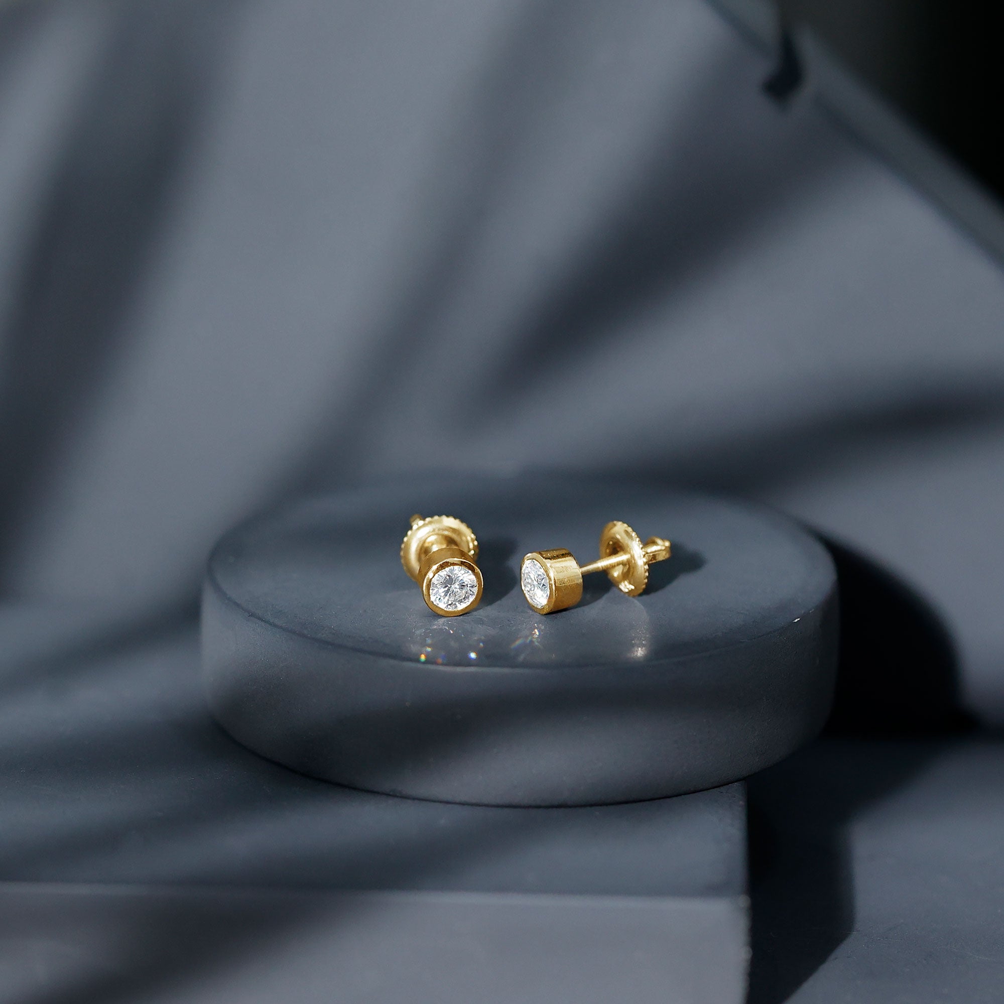 Bezel Set Diamond Earrings – Lab Grown Diamond Studs With Secure Bezel Setting
