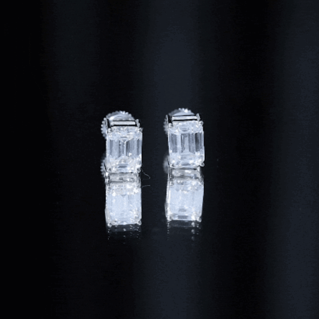 Emerald Cut Diamond Earrings – 6x8 MM Lab Grown Diamonds | Screw Back Studs
