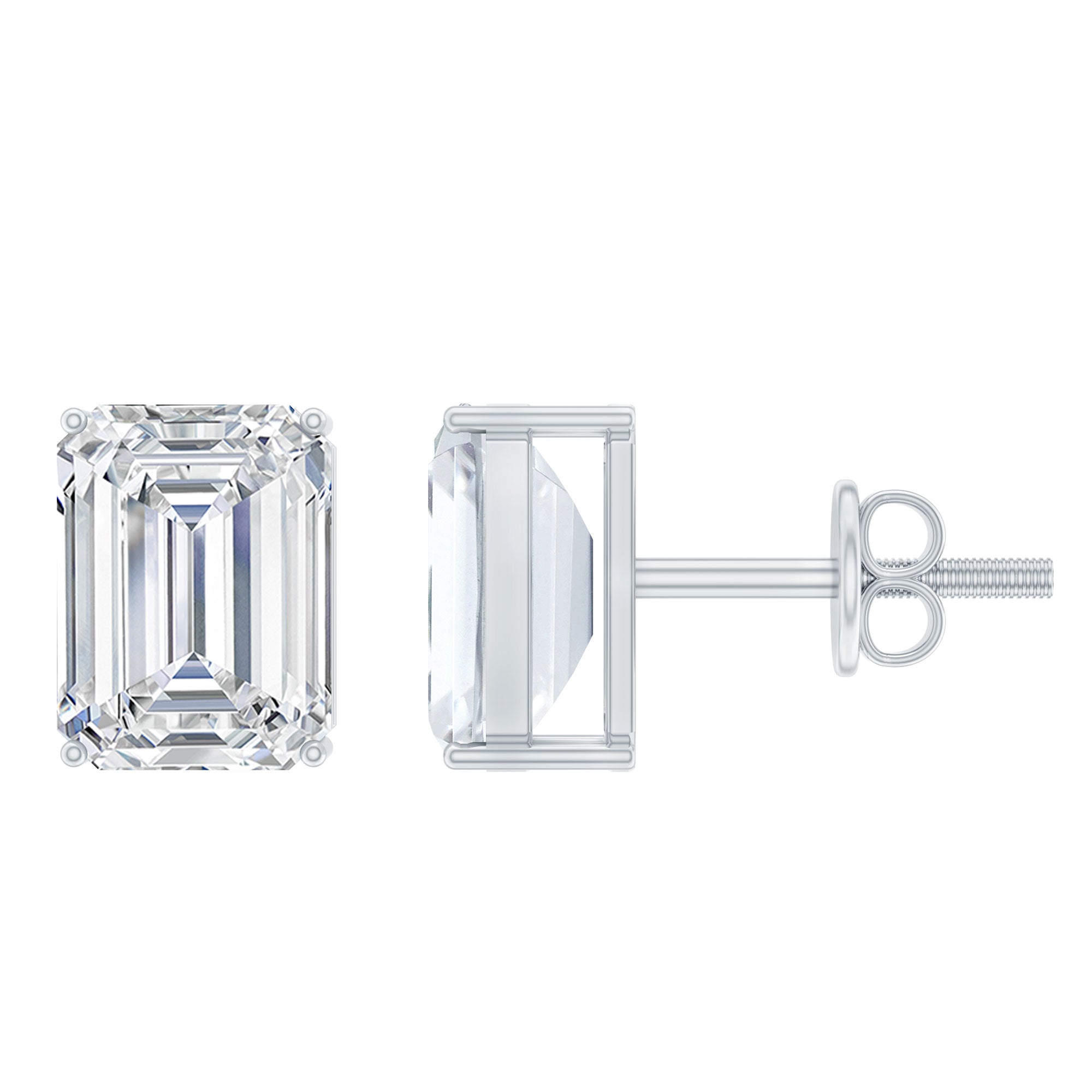 Emerald Cut Diamond Earrings – 6x8 MM Lab Grown Diamonds | Screw Back Studs
