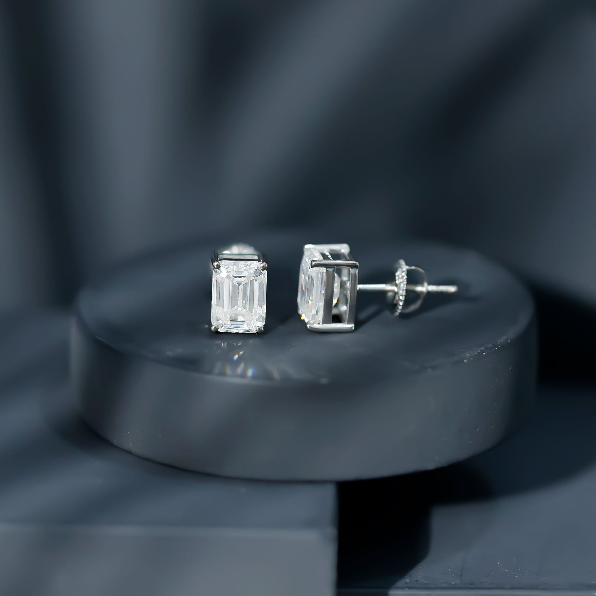 Emerald Cut Diamond Earrings – 6x8 MM Lab Grown Diamonds | Screw Back Studs