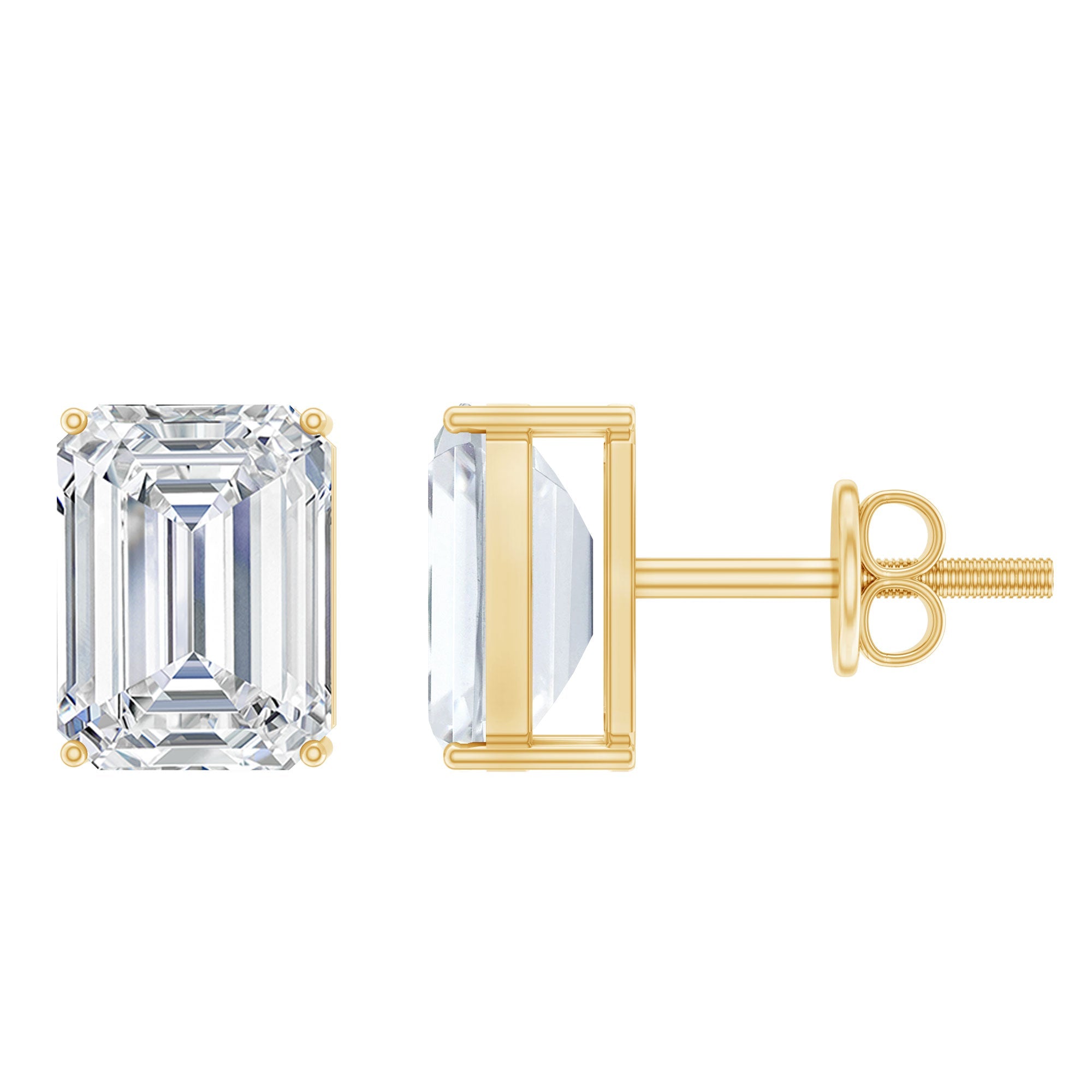 Emerald Cut Diamond Earrings – 6x8 MM Lab Grown Diamonds | Screw Back Studs