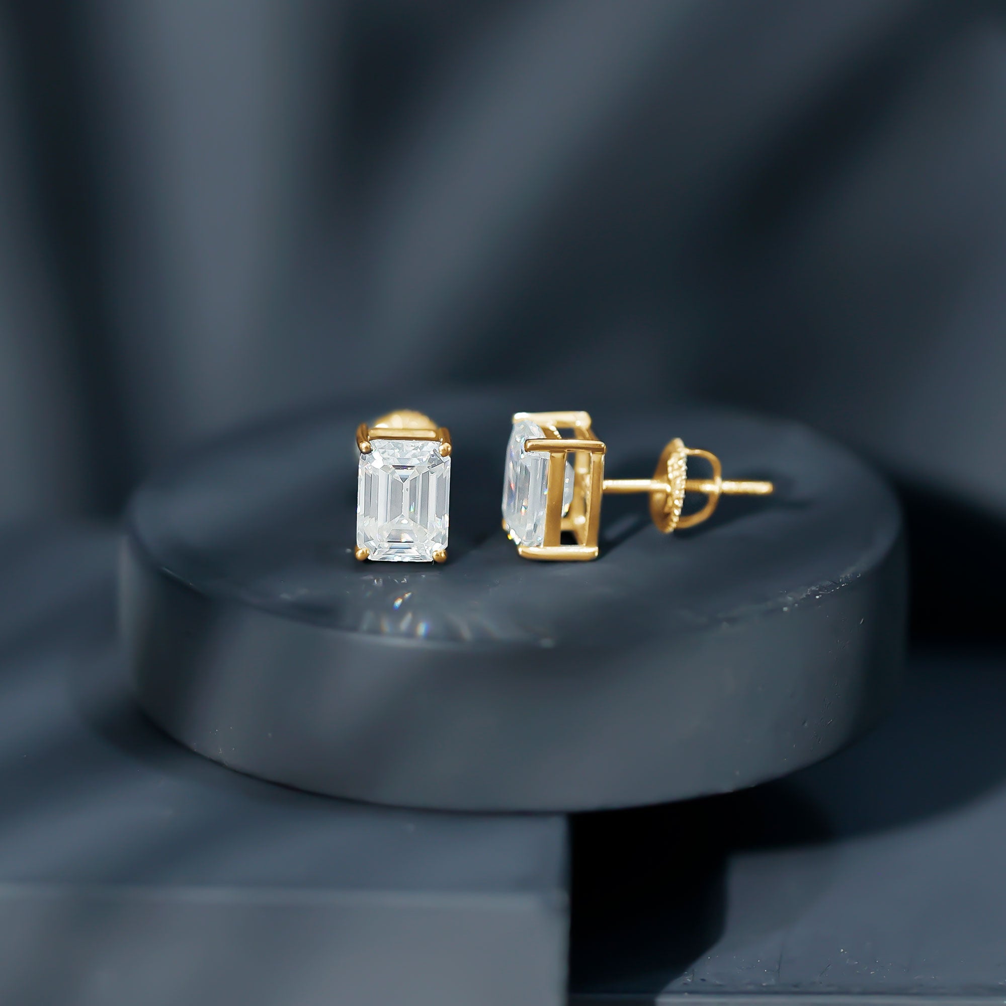Emerald Cut Diamond Earrings – 6x8 MM Lab Grown Diamonds | Screw Back Studs