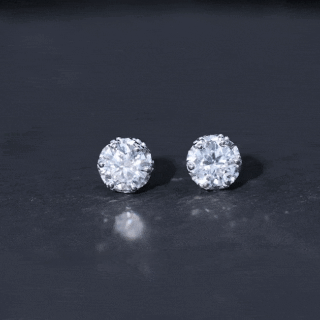 Lab Created Diamond Earrings – Certified Crown Motif Studs for Women’s Elegant Style