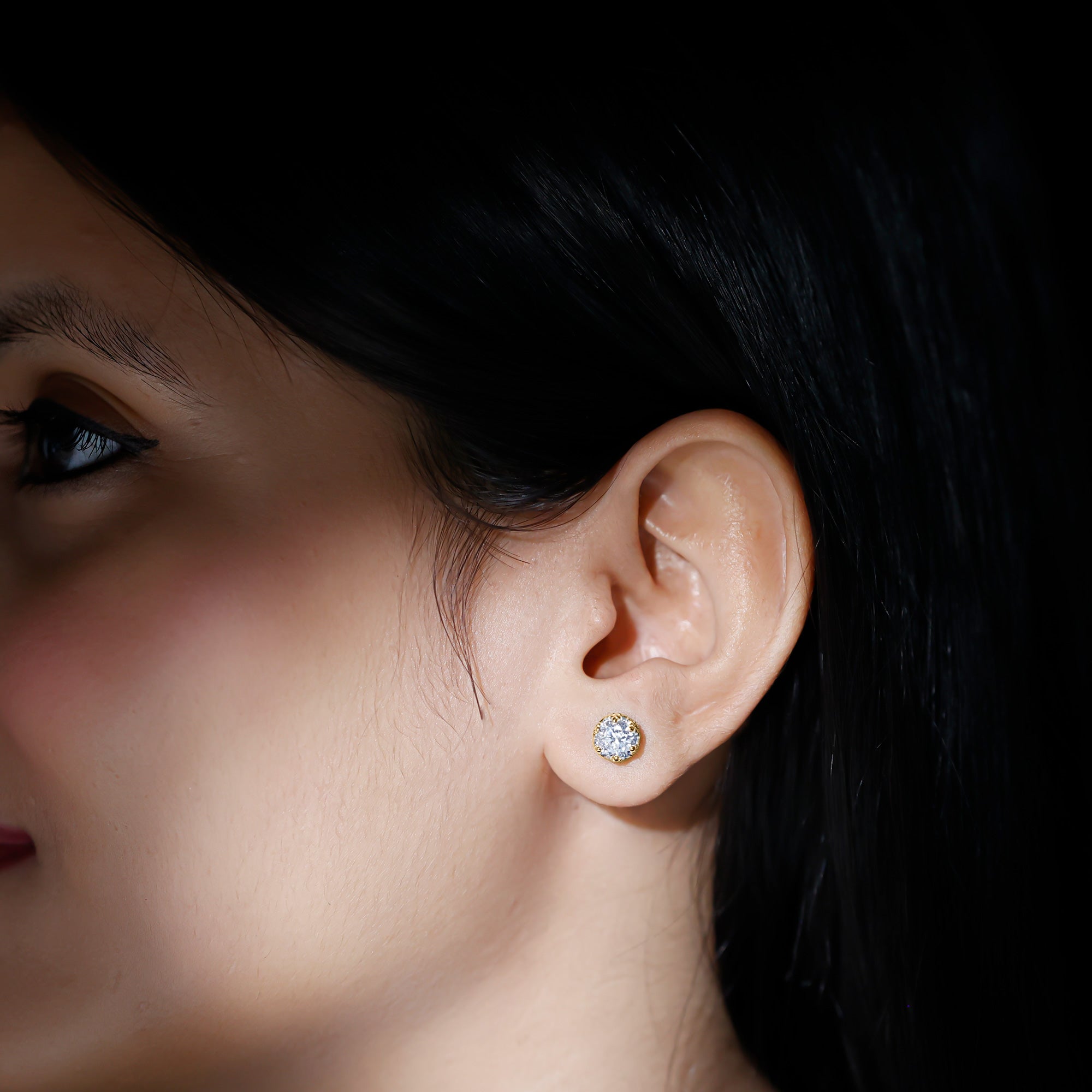 Lab Created Diamond Earrings – Certified Crown Motif Studs for Women’s Elegant Style