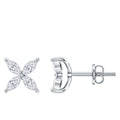 Lab Grown Diamond Earrings – Floral Diamond Studs With Secure Screw Back Closure