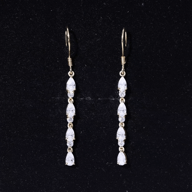 Lab Grown Diamond Earrings – Long Dangle Pear & Round Cut Dangling Jewelry
