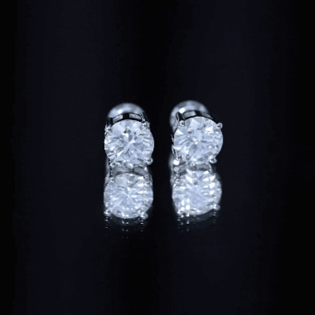 Moissanite Stud Earrings - 2.7 Carat Round Studs in Claw Setting by Rosec Jewels