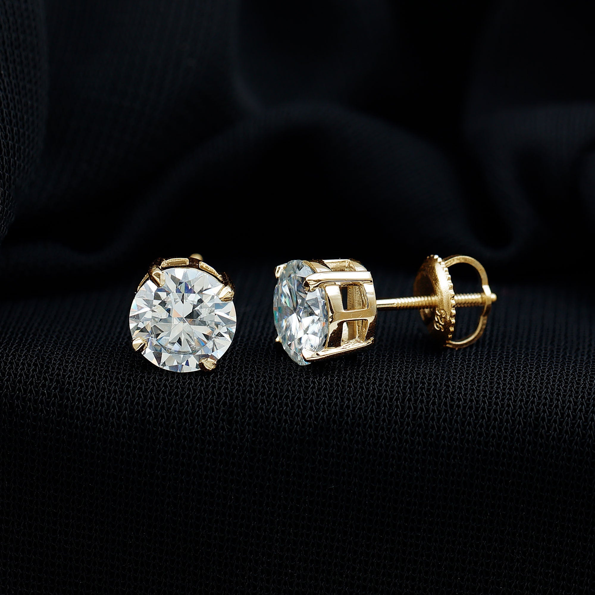 Moissanite Stud Earrings - 2.7 Carat Round Studs in Claw Setting by Rosec Jewels