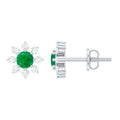 Emerald Floral Earrings – Diamond Stud Earrings With Prong Setting & Secure Screw Back