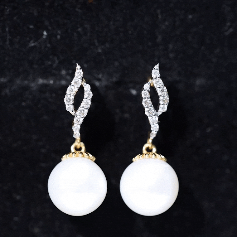 Freshwater Pearl Earrings | Classic Pearl Drop & Diamond Accent Design