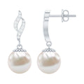 Freshwater Pearl Earrings | Classic Pearl Drop & Diamond Accent Design