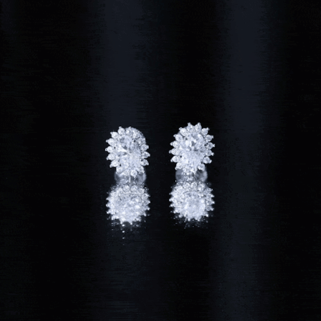 Oval Moissanite Earrings – 2 Carat Halo Stud Earrings | Sterling Silver Jewelry