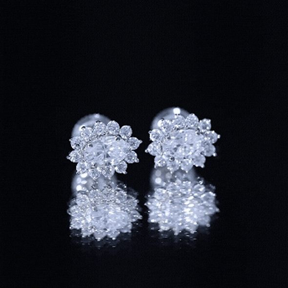 Moissanite Halo Earrings – Certified Oval Studs | Silver White Gold Plated