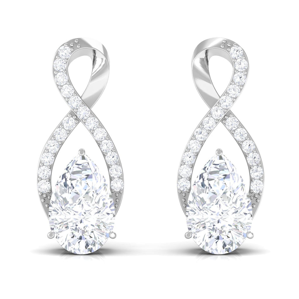 Infinity Stud Earrings with 1.5 Carat Pear Shape Moissanite for Women