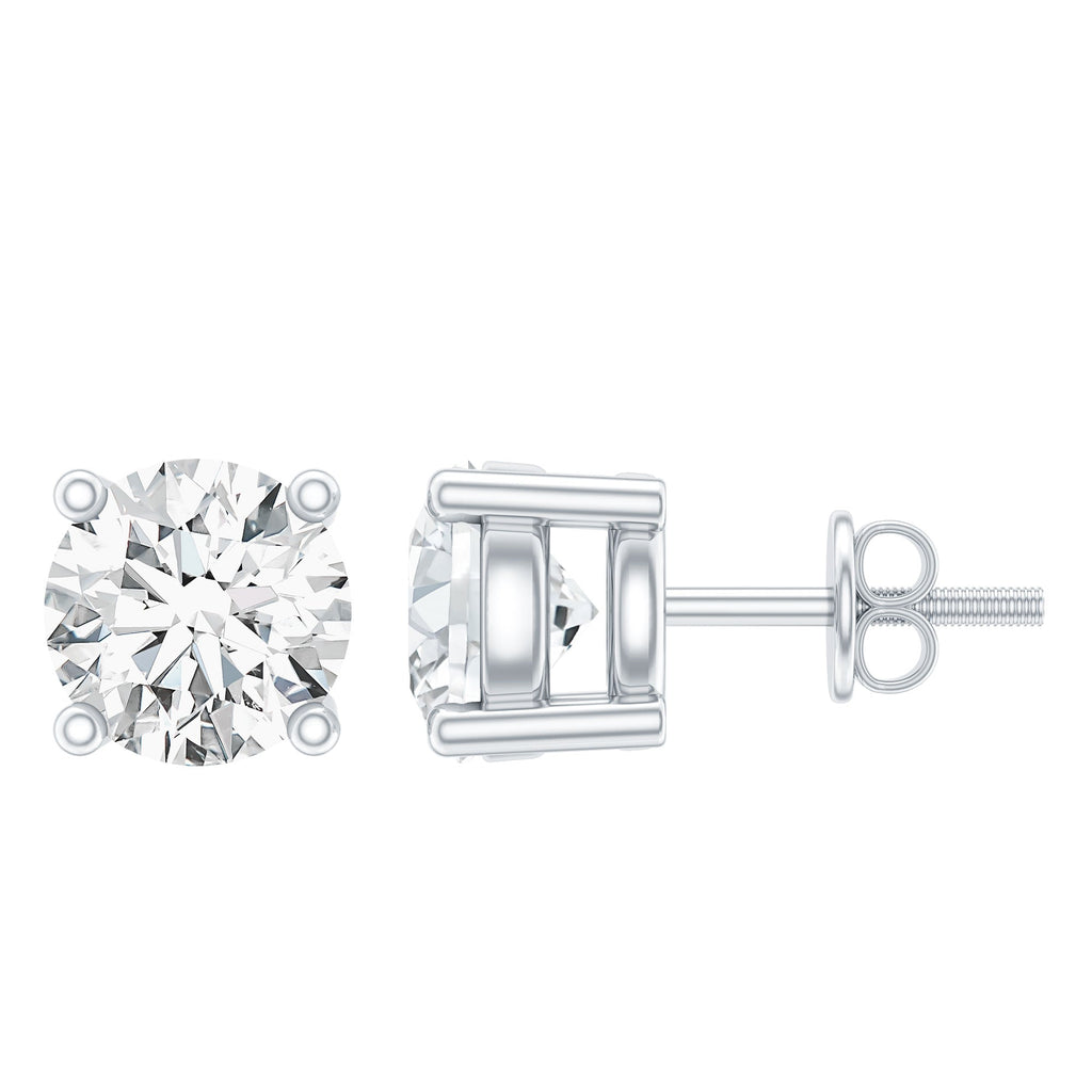 Moissanite Stud Earrings | 4MM Round Solitaire Studs with Screw Back Closure | Ethical Jewelry