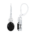 Natural 5 Carat Oval Black Onyx Drop Earrings with Lever Back