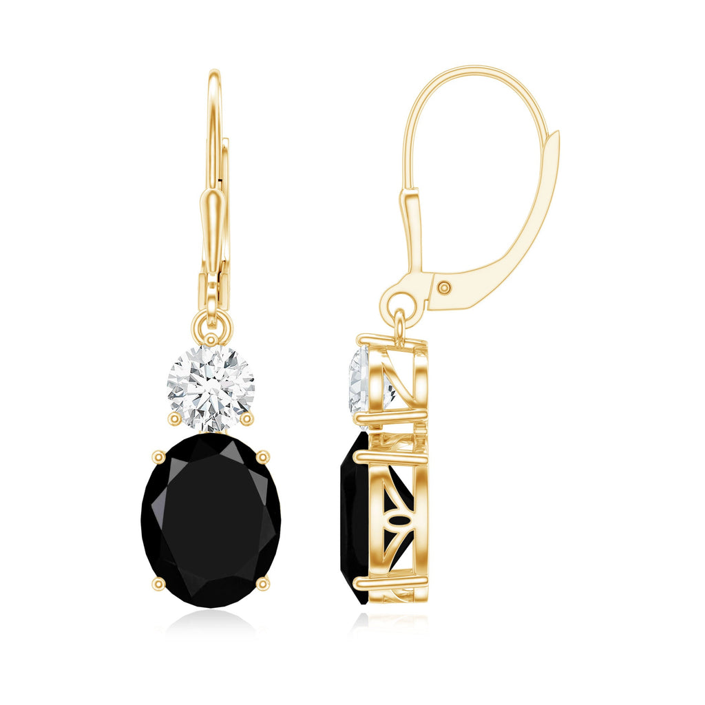 Natural 5 Carat Oval Black Onyx Drop Earrings with Lever Back