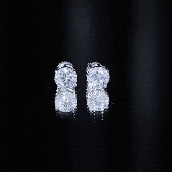 Cubic Zirconia Stud Earrings - 4 Carat Round CZ Silver Claw Set Earrings