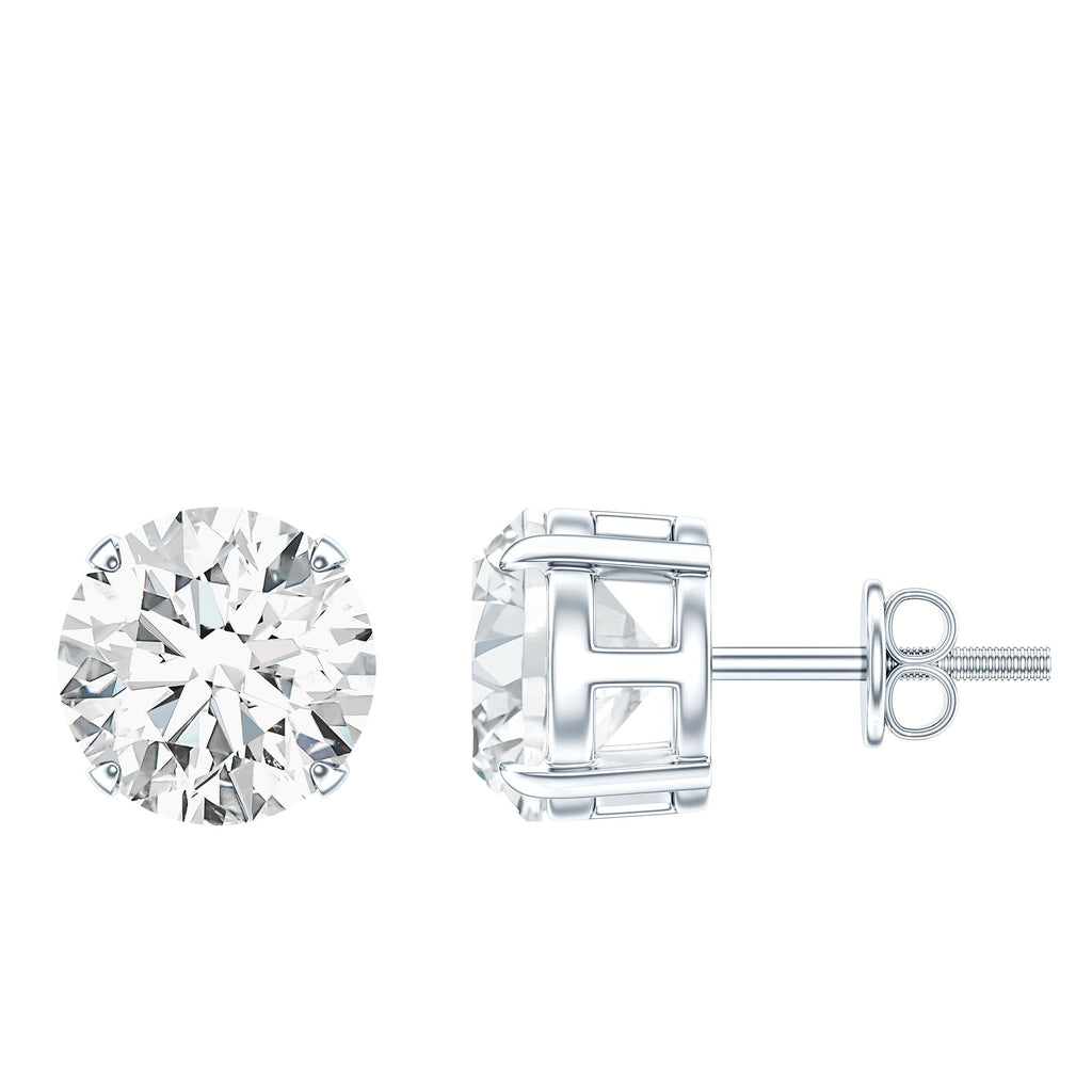 Cubic Zirconia Stud Earrings - 4 Carat Round CZ Silver Claw Set Earrings