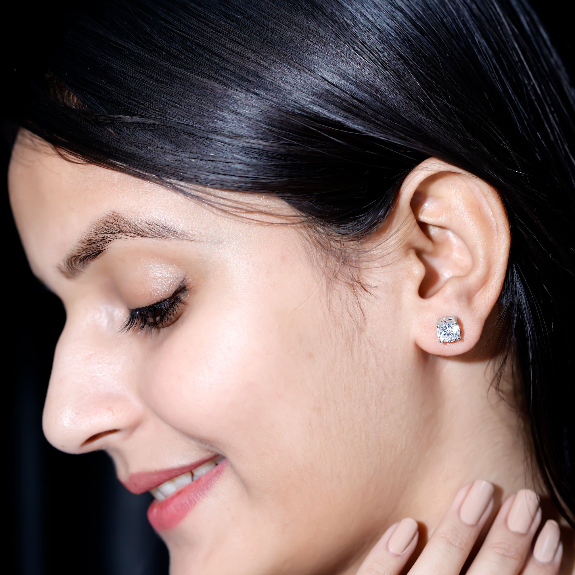 Cubic Zirconia Stud Earrings - 4 Carat Round CZ Silver Claw Set Earrings