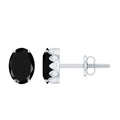 Natural 2.2 Carat Oval Black Onyx Earrings with Diamond