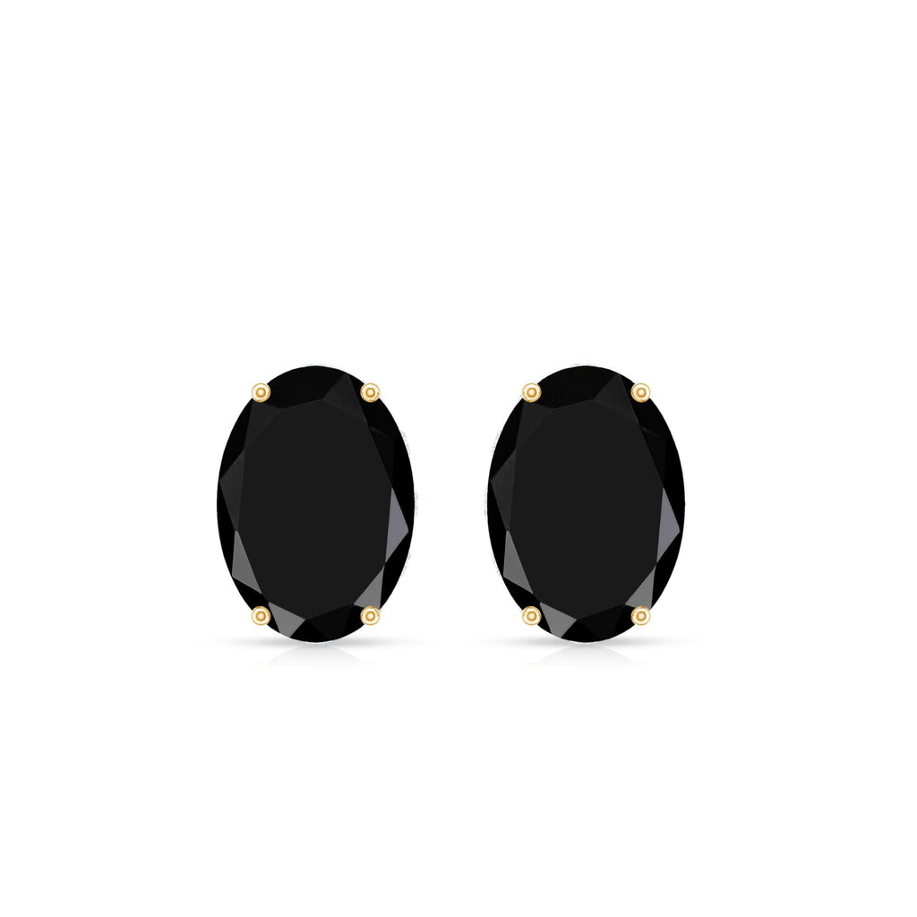 Natural 2.2 Carat Oval Black Onyx Earrings with Diamond