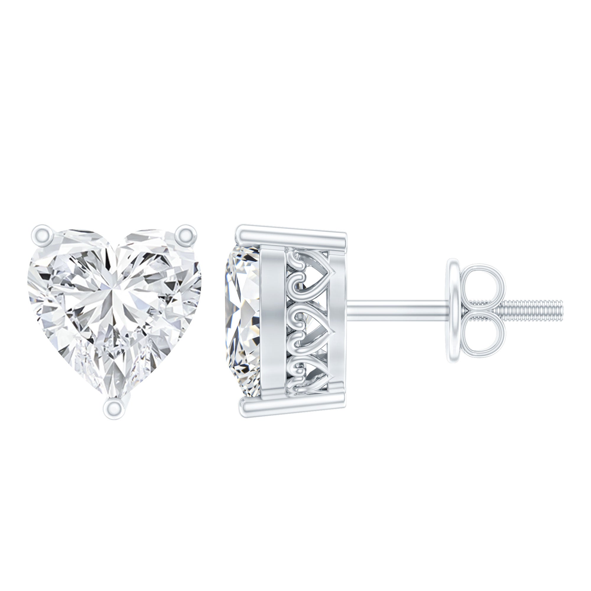 Moissanite Heart Earrings – Certified 3 Carat Brilliant Cut Stones for Women