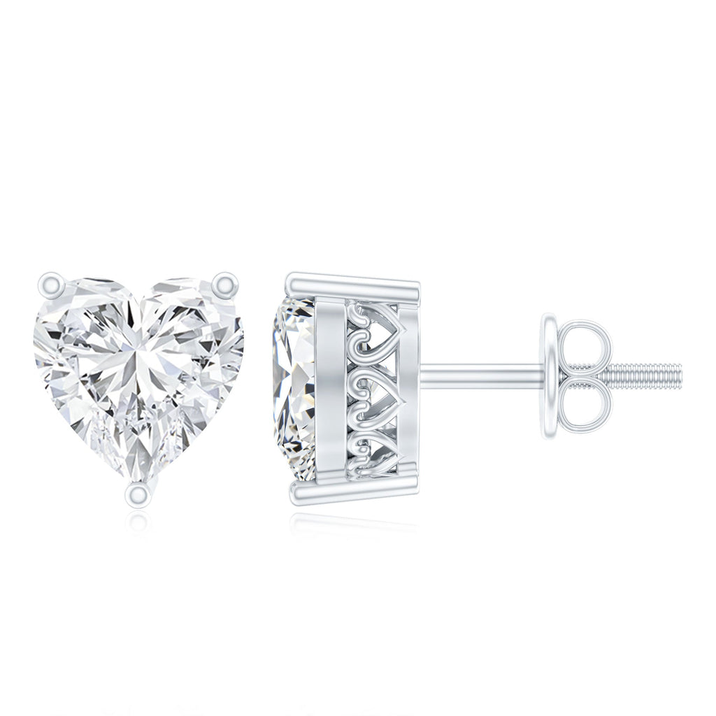 Moissanite Heart Earrings – Certified 3 Carat Brilliant Cut Stones for Women