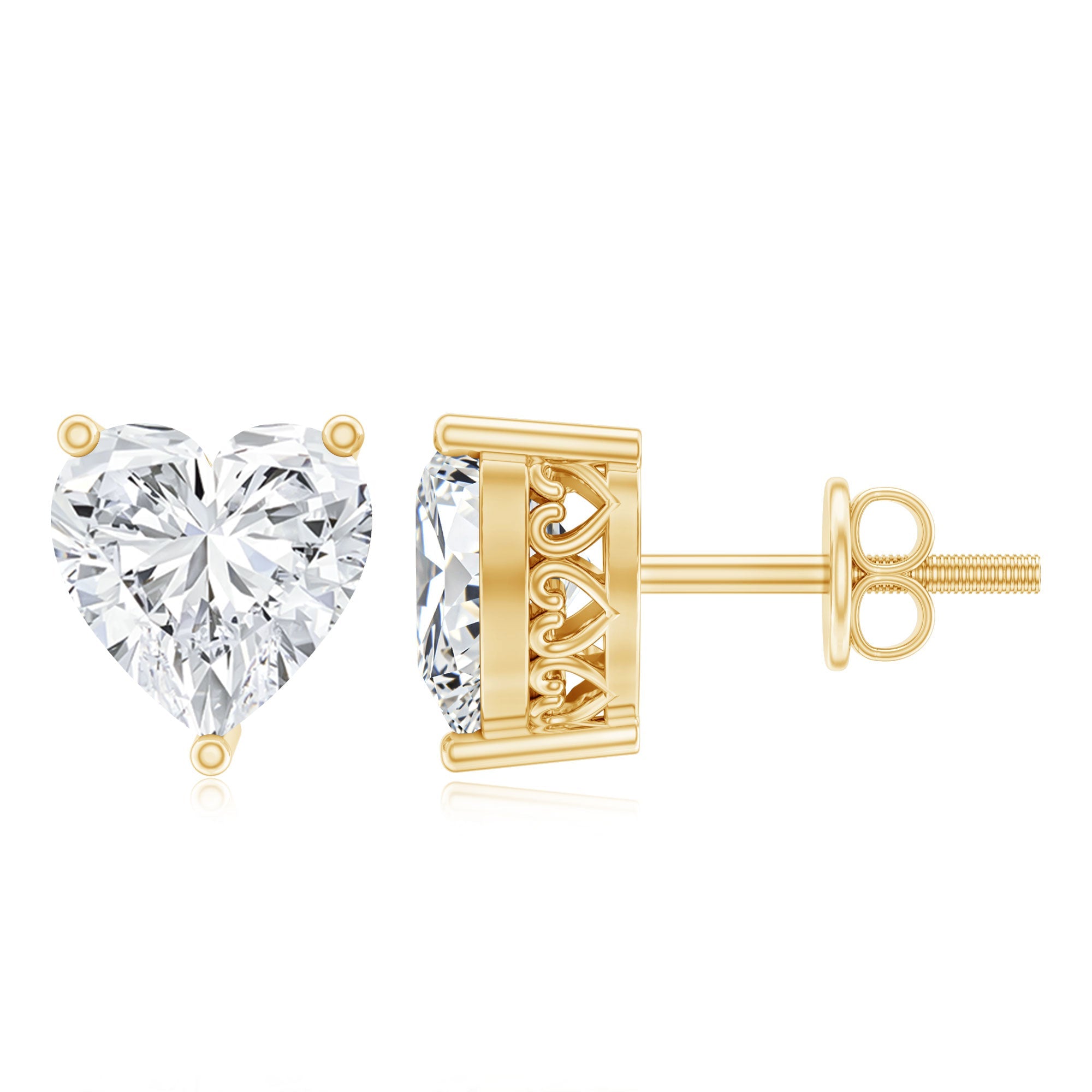Moissanite Heart Earrings – Certified 3 Carat Brilliant Cut Stones for Women