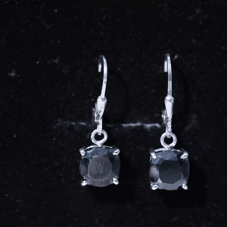 Black Onyx Solitaire Drop Lever Back Earrings
