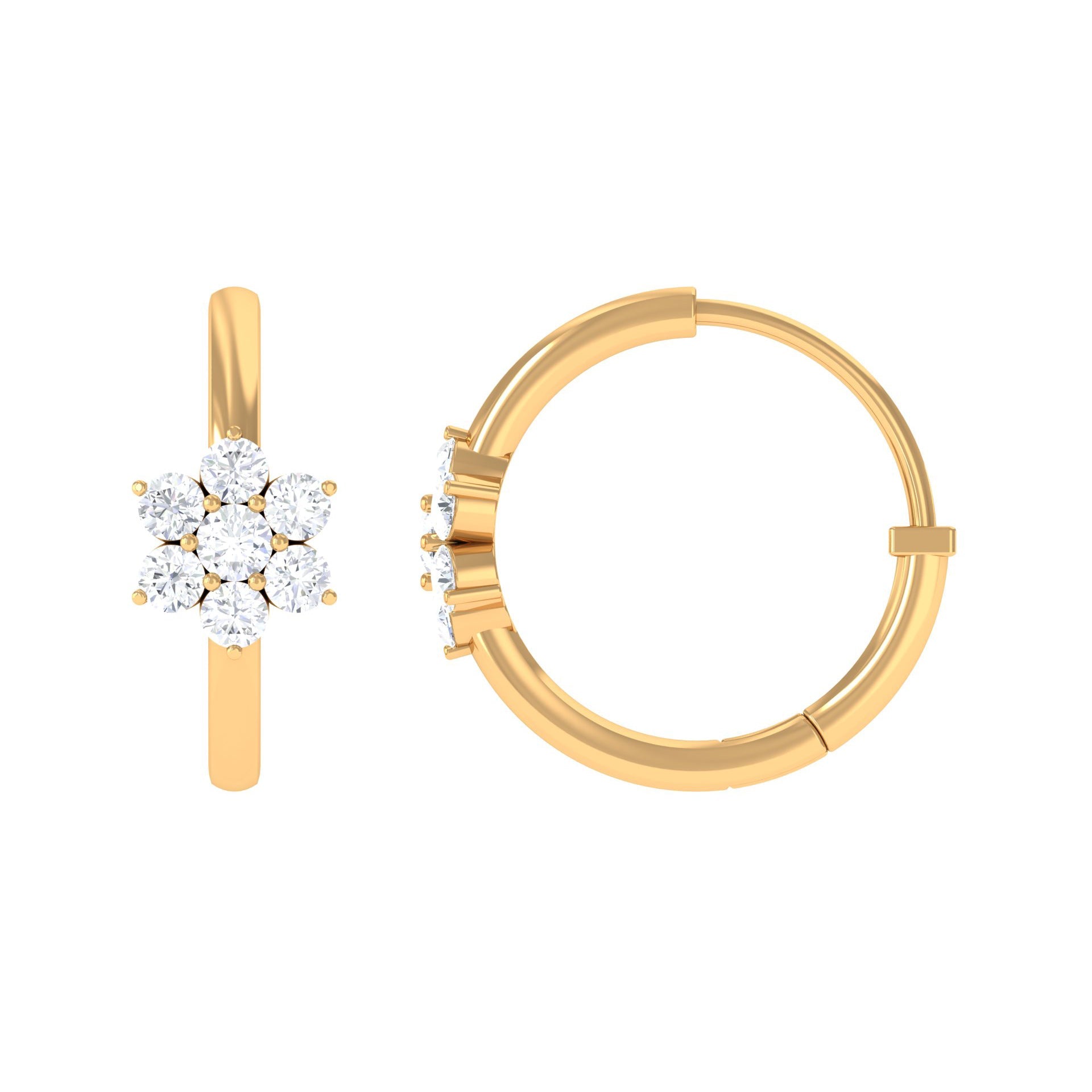 Diamond Flower Hoop Earrings For Her