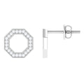 Diamond Geometric Earrings – Modern Screw Back Studs With Pave Setting Diamonds