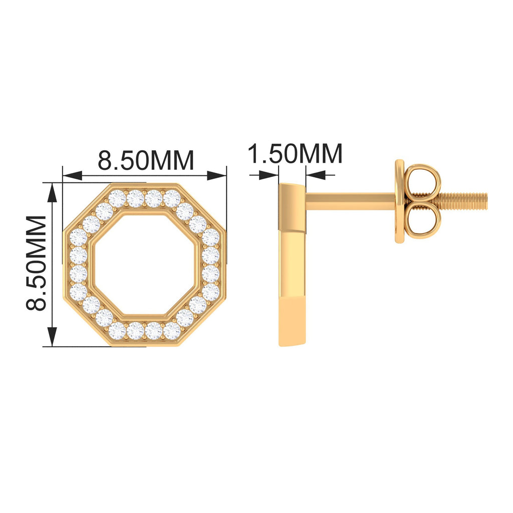 Diamond Geometric Earrings – Modern Screw Back Studs With Pave Setting Diamonds