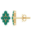 Lab Grown Emerald Stud Earrings in Yellow Gold Plated Silver