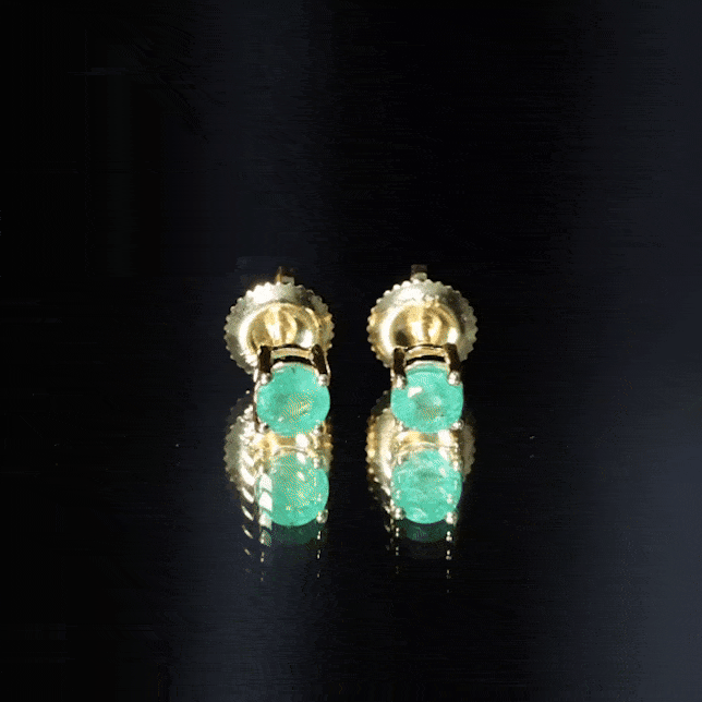 Emerald Stud Earrings - Round Cut 5 MM Real Solitaire AAA Quality Stones