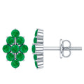 Emerald Cluster Earrings - Natural Round Studs With Screw Back, AAA Quality Emerald Jewelry